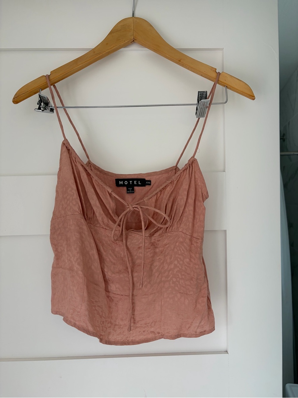 Motel Rocks Dusty Rose Tie-Front Satin Cami